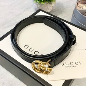❌SOLD❌Gucci GG Marmont Unisex Leather Skinny Belt